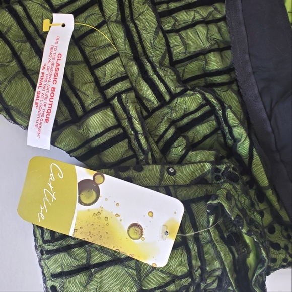 Cartisse Zipper Blouse Jacket Black & Green Mesh Unique Retro Size Large - Picture 8 of 13